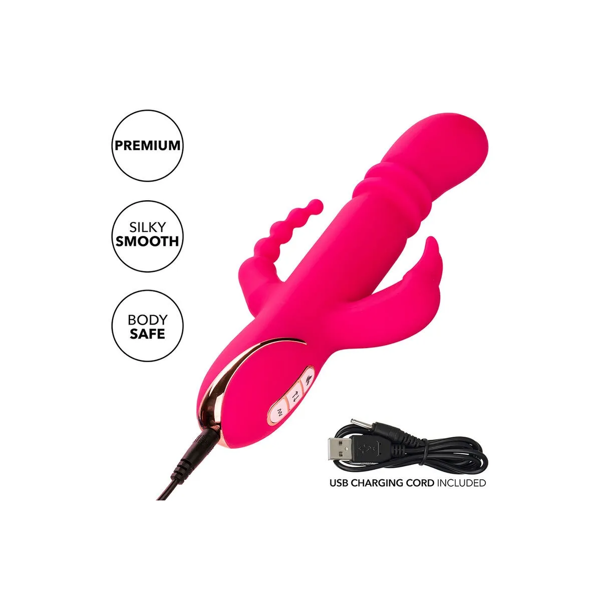 Jack Fantasy Dreifach Beheizter Vibrator Rabbit Rosa von Calexotics | Fesselliebe.de
