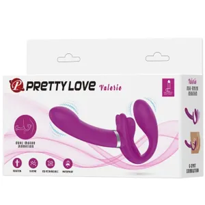 Valerie Doppel-Strap-On-Vibrator 12 Vibrationen Lila von Pretty Love