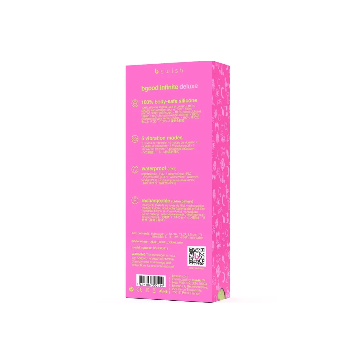 Bgood Infinite Deluxe wiederaufladbarer Vibrator Rosa Silikon von B Swish | Fesselliebe.de