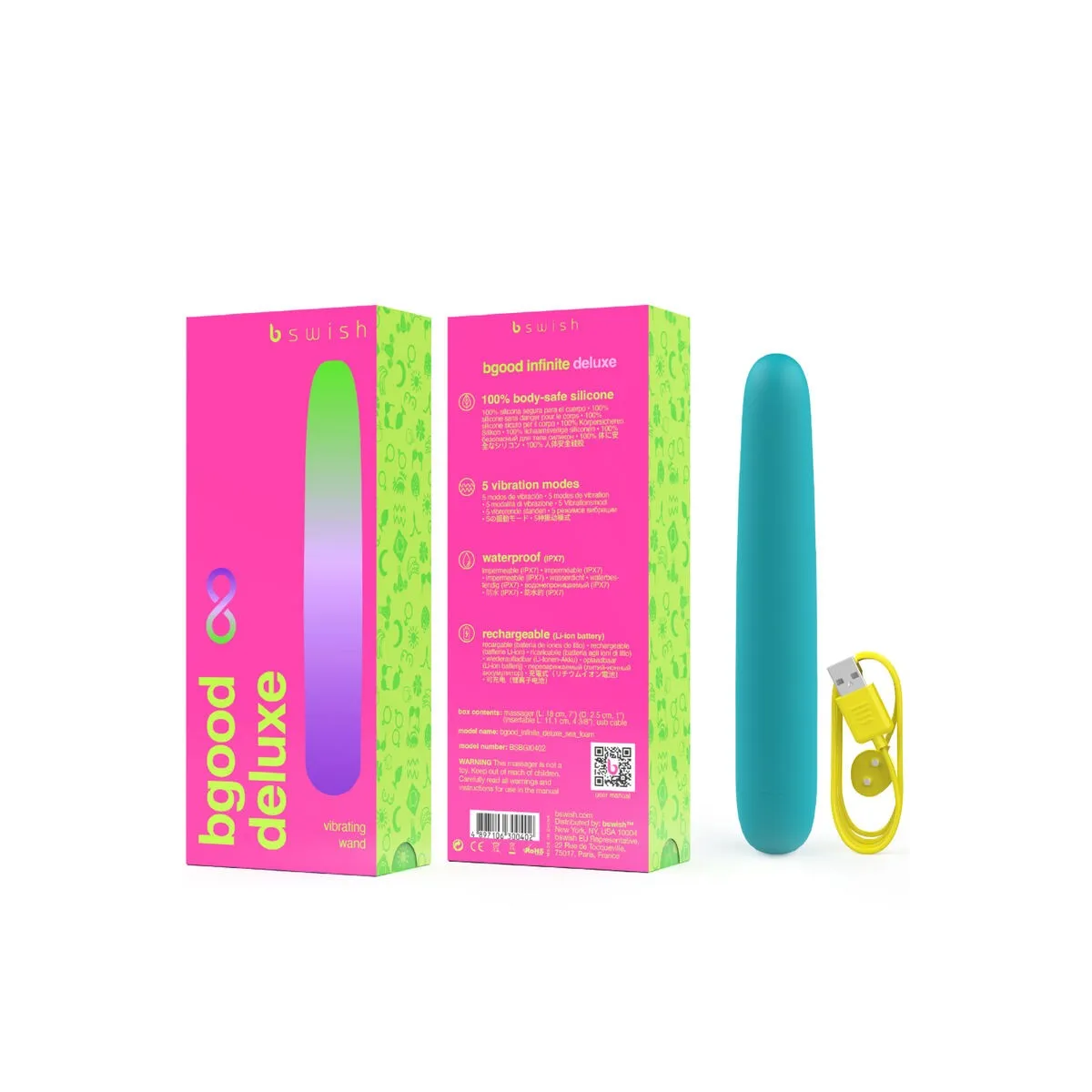 Bgood Infinite Deluxe wiederaufladbarer Vibrator Blaues Silikon von B Swish | Fesselliebe.de