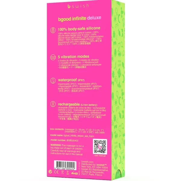 Bgood Infinite Deluxe wiederaufladbarer Vibrator Blaues Silikon von B Swish | Fesselliebe.de