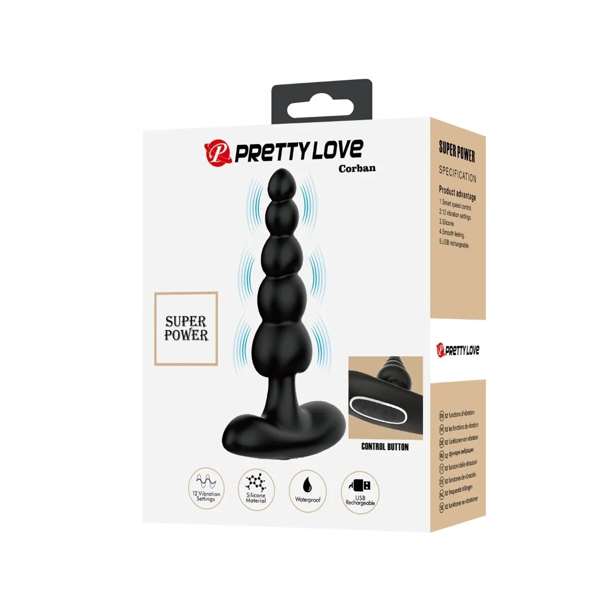 Corban Analvibrator 10 Vibrationen Schwarz von Pretty Love | Fesselliebe.de