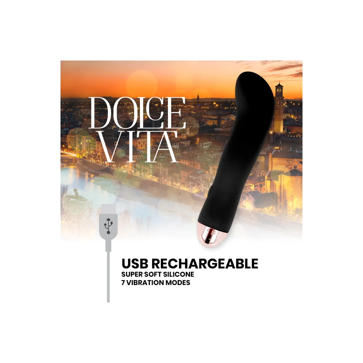 Aufladbarer Vibrator Zwei Schwarz 7 Geschwindigkeit von Dolce Vita | Fesselliebe.de