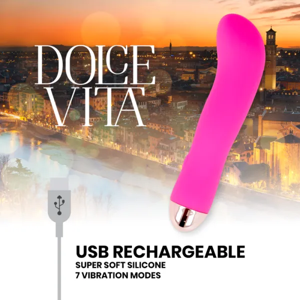 Aufladbarer Vibrator Zwei Rosa 7 Geschwindigkeiten von Dolce Vita | Fesselliebe.de