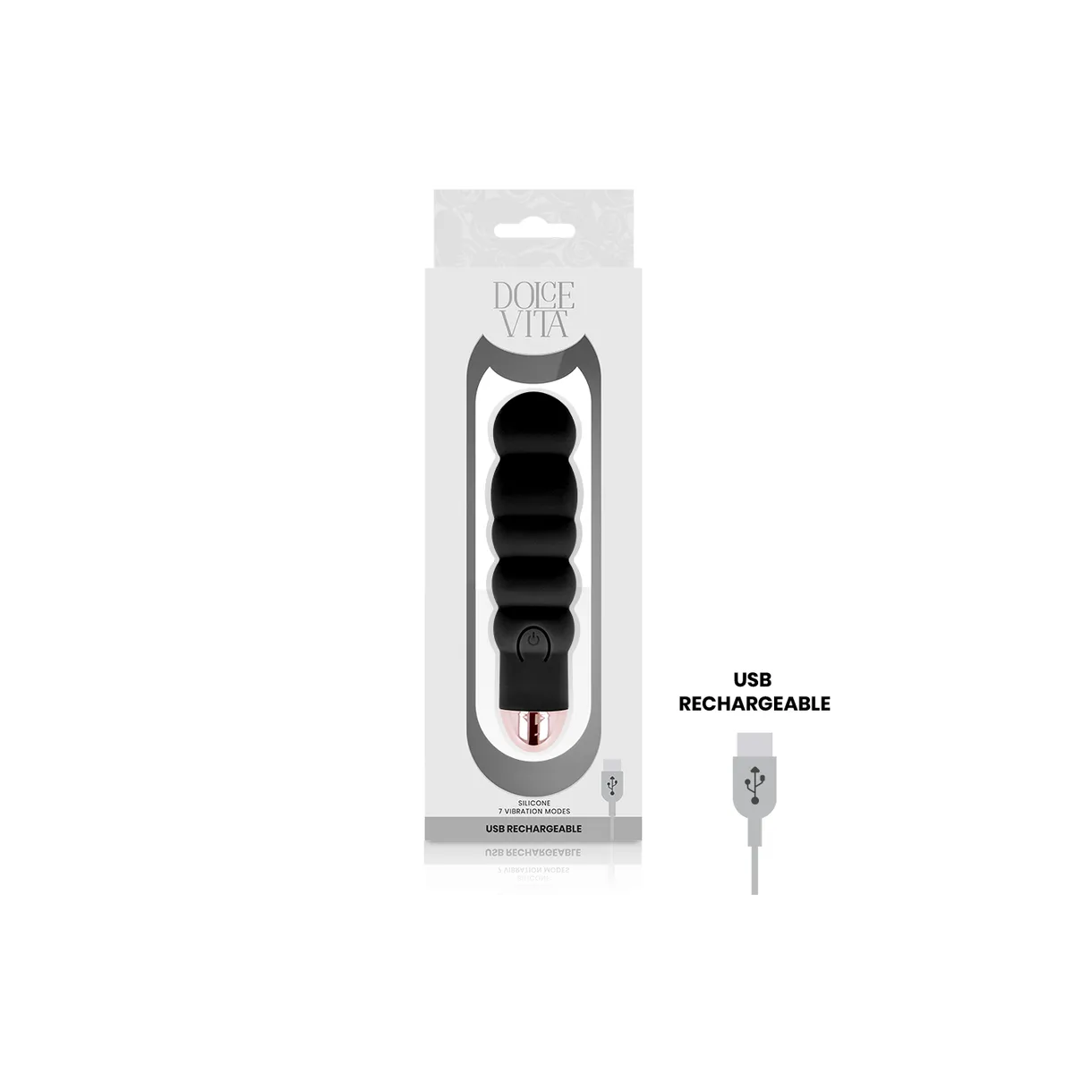 Aufladbarer Vibrator Sechs Schwarz 7 Geschwindigkeiten von Dolce Vita | Fesselliebe.de