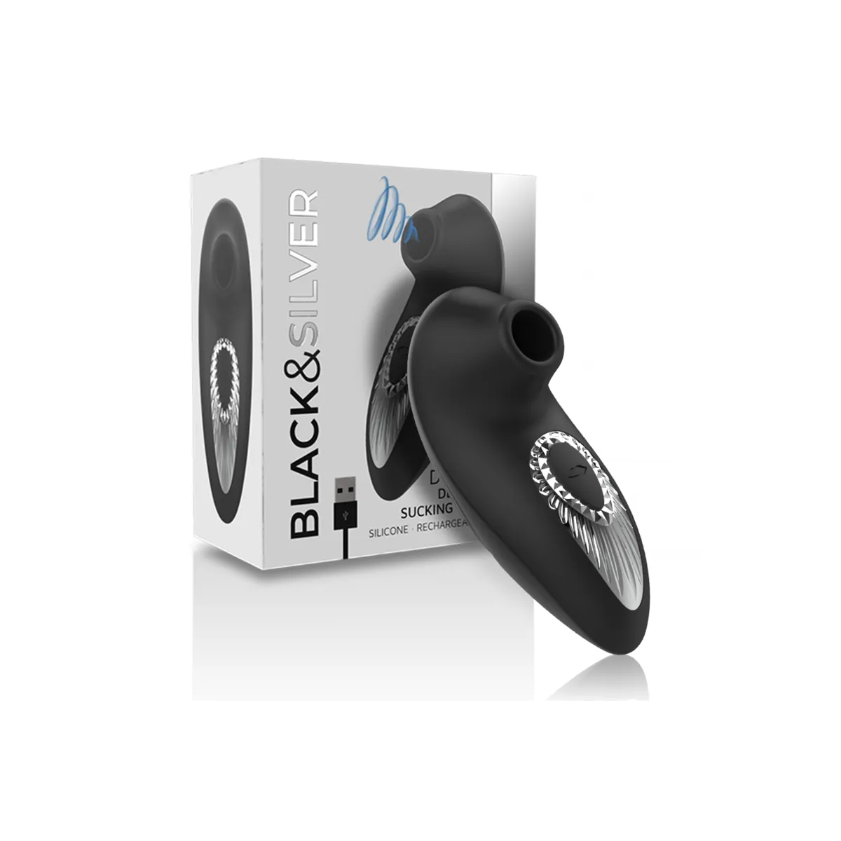 Drake Deluxe Sucking Vibe wiederaufladbares Silikon Schwarz von Black&Silver | Fesselliebe.de