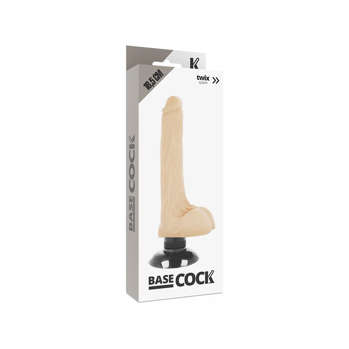 Realistischer Vibrator 2-1 natürlich 18,5 cm -O- 4 cm von Basecock | Fesselliebe.de