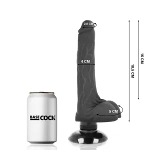 Realistischer Vibrator 2-1 Schwarz 18,5 cm -O- 4 cm von Basecock