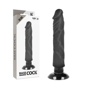 Realistischer Vibrator 2-1 Schwarz 20 cm -O- 4 cm von Basecock | Fesselliebe.de
