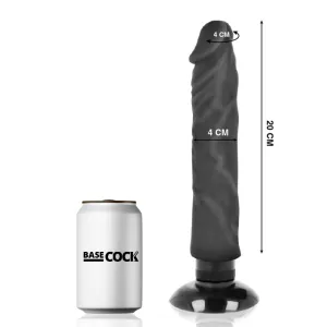 Realistischer Vibrator 2-1 Schwarz 20 cm -O- 4 cm von Basecock