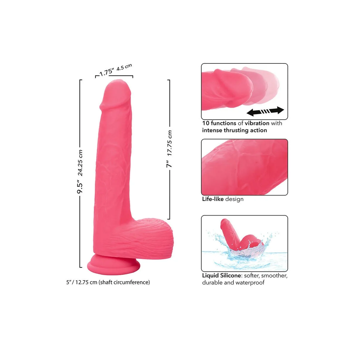 Ststück Realistischer Vibrator 10 Vibrationen Rosa von Calexotics | Fesselliebe.de