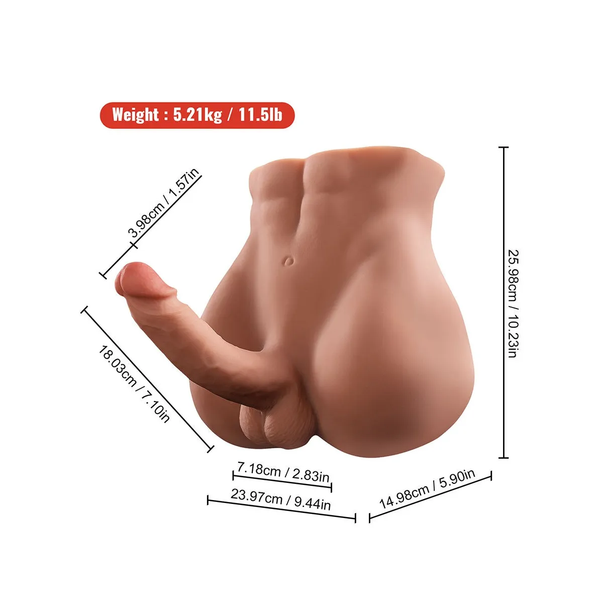 Bertlett Dildo Ass Realistischer Dildo und Anus-Masturbator Frontposition mit Stossfunktion 18 cm von Xise | Fesselliebe.de