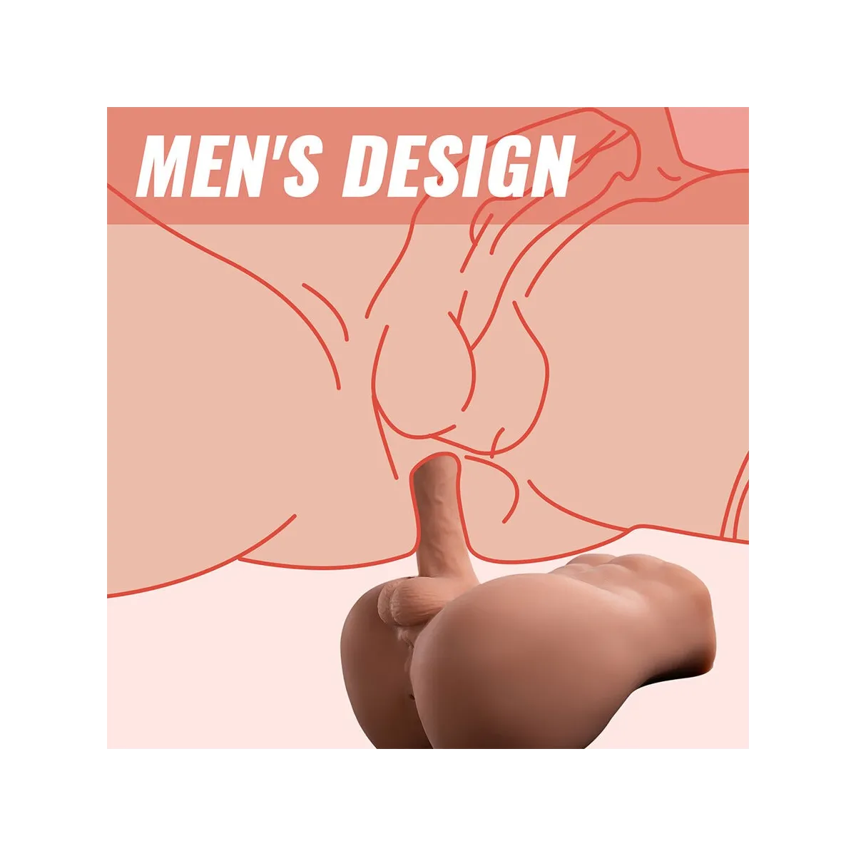 Bertlett Dildo Ass Realistischer Dildo und Anus-Masturbator Frontposition mit Stossfunktion 18 cm von Xise | Fesselliebe.de