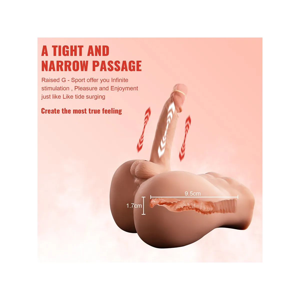 Bertlett Dildo Ass Realistischer Dildo und Anus-Masturbator Frontposition mit Stossfunktion 18 cm von Xise | Fesselliebe.de