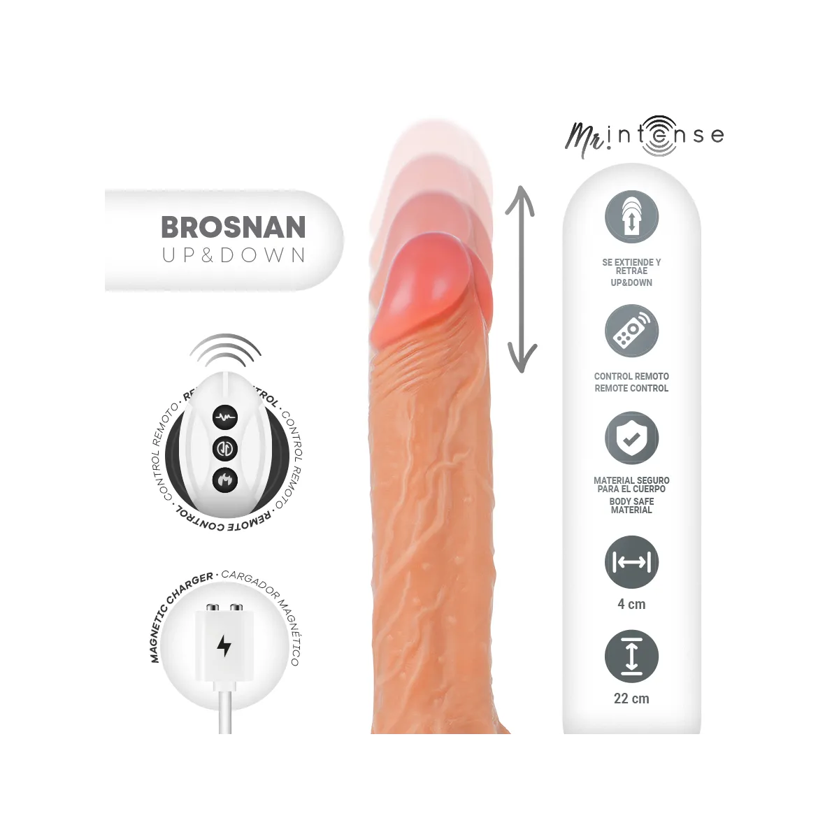 Mr Brosnan Multifunktionsgerät mit Vibration, Auf- und Ab, Fernbedienung, 22 cm – oder - 4 cm von Mr, Intense | Fesselliebe.de