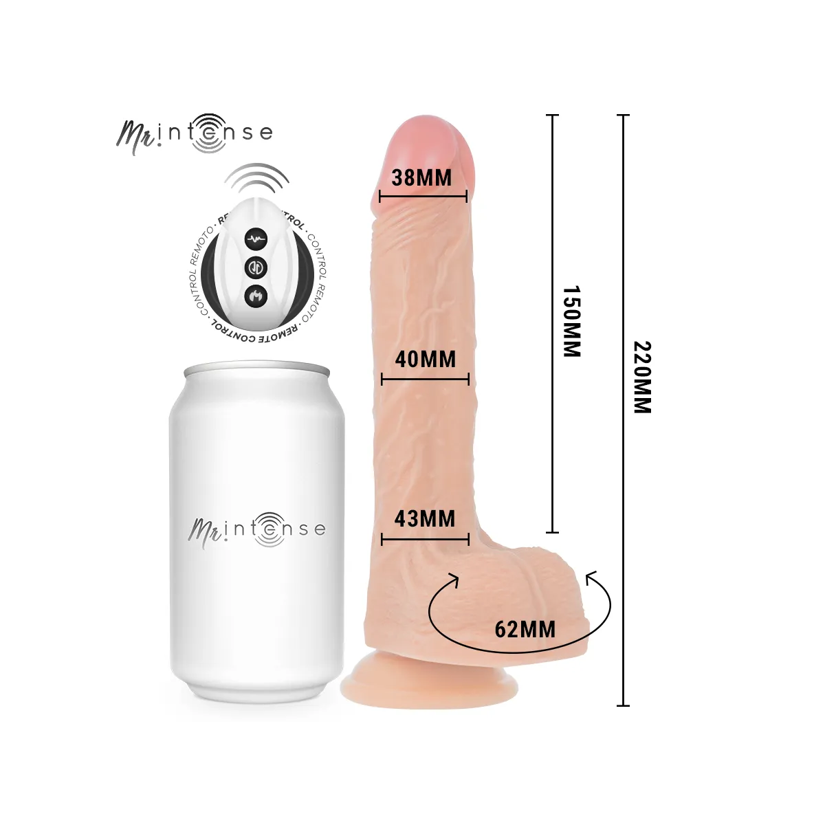 Mr Brosnan Multifunktionsgerät mit Vibration, Auf- und Ab, Fernbedienung, 22 cm – oder - 4 cm von Mr, Intense | Fesselliebe.de