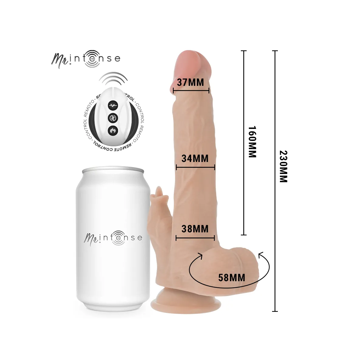 Realistischer Multifunktions-Redford mit Vibration und Auf- und Ab-Fernbedienung 23 cm – O – 3,5 cm von Mr, Intense | Fesselliebe.de