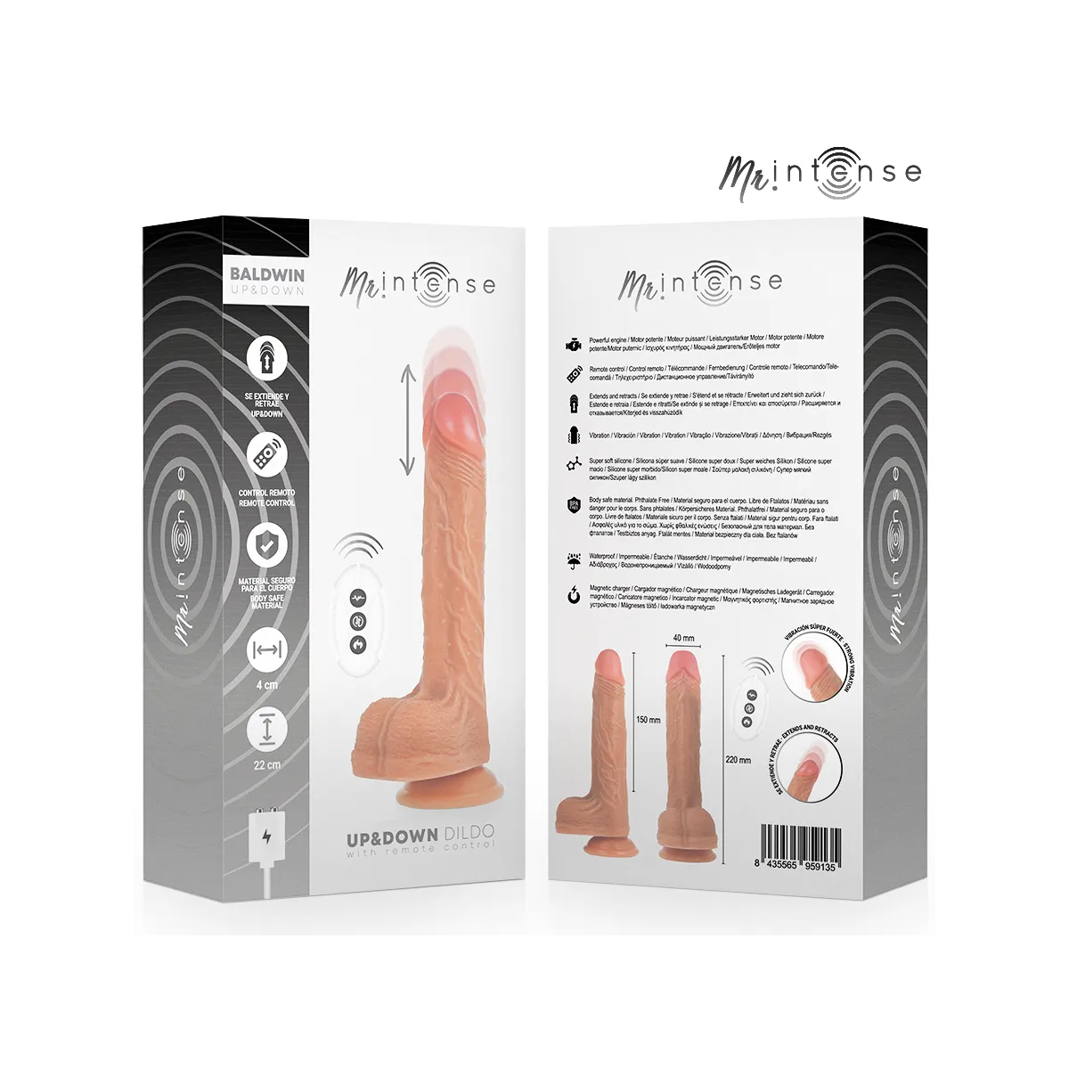 Baldwin Multifunktionsgerät mit Vibration, Auf- und Ab-Fernbedienung, 22 cm – oder – 4 cm von Mr, Intense | Fesselliebe.de