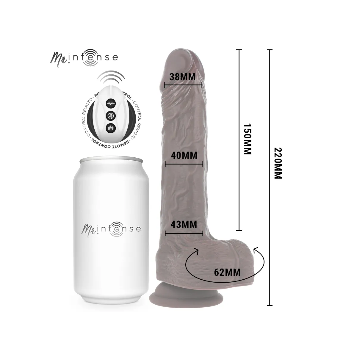 Matt Realistisches Multifunktions-Motor mit Vibration, Auf- und Ab-Fernbedienung, 22 cm – O – 4 cm von Mr, Intense | Fesselliebe.de