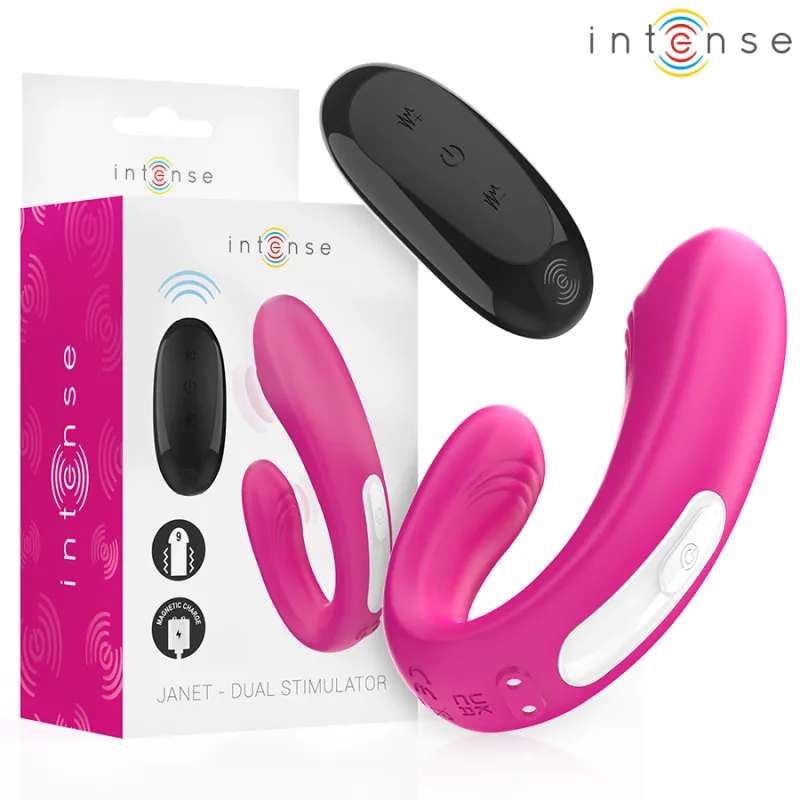 Janet Doppelter U-Förmiger Stimulator und Vibrator mit Fernbedienung Rosa von Intense Couples Toys | Fesselliebe.de
