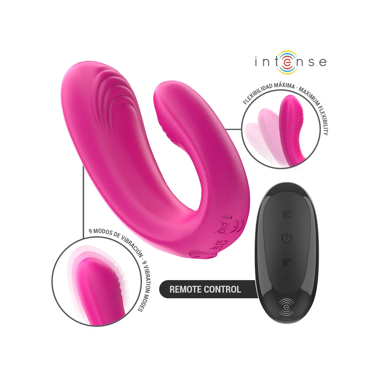 Janet Doppelter U-Förmiger Stimulator und Vibrator mit Fernbedienung Rosa von Intense Couples Toys | Fesselliebe.de