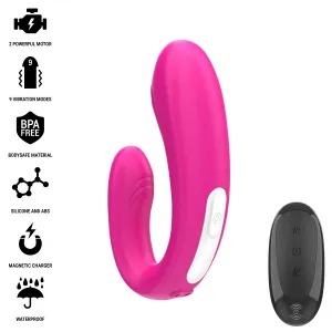Janet Doppelter U-Förmiger Stimulator und Vibrator mit Fernbedienung Rosa von Intense Couples Toys