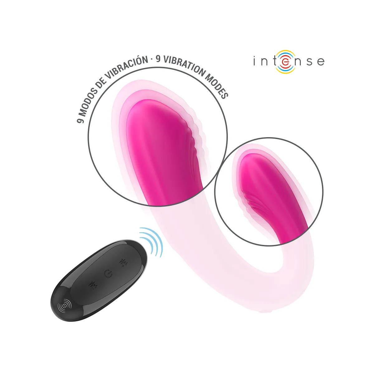 Janet Doppelter U-Förmiger Stimulator und Vibrator mit Fernbedienung Rosa von Intense Couples Toys | Fesselliebe.de