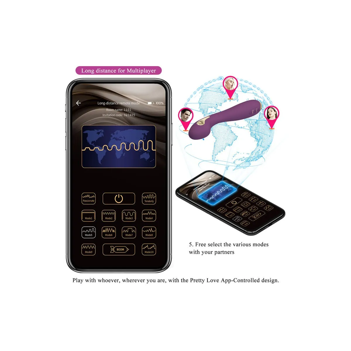 Hector Electroshock Vibrator Per App-Steuerung Lila von Pretty Love High Grade | Fesselliebe.de