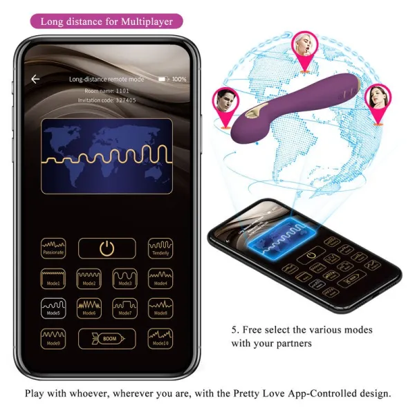 Hector Electroshock Vibrator Per App-Steuerung Lila von Pretty Love High Grade | Fesselliebe.de