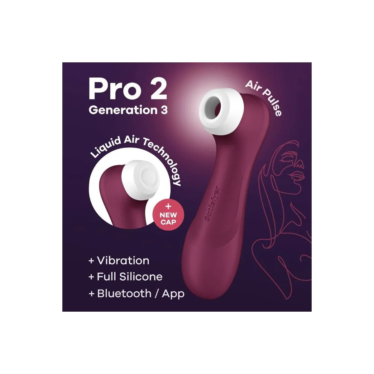 Pro 2 Generation 3 Wine Red Bluetooth & App von Satisfyer Air Pulse | Fesselliebe.de