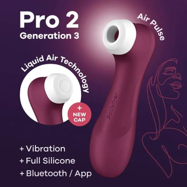 Pro 2 Generation 3 Wine Red Bluetooth & App von Satisfyer Air Pulse | Fesselliebe.de