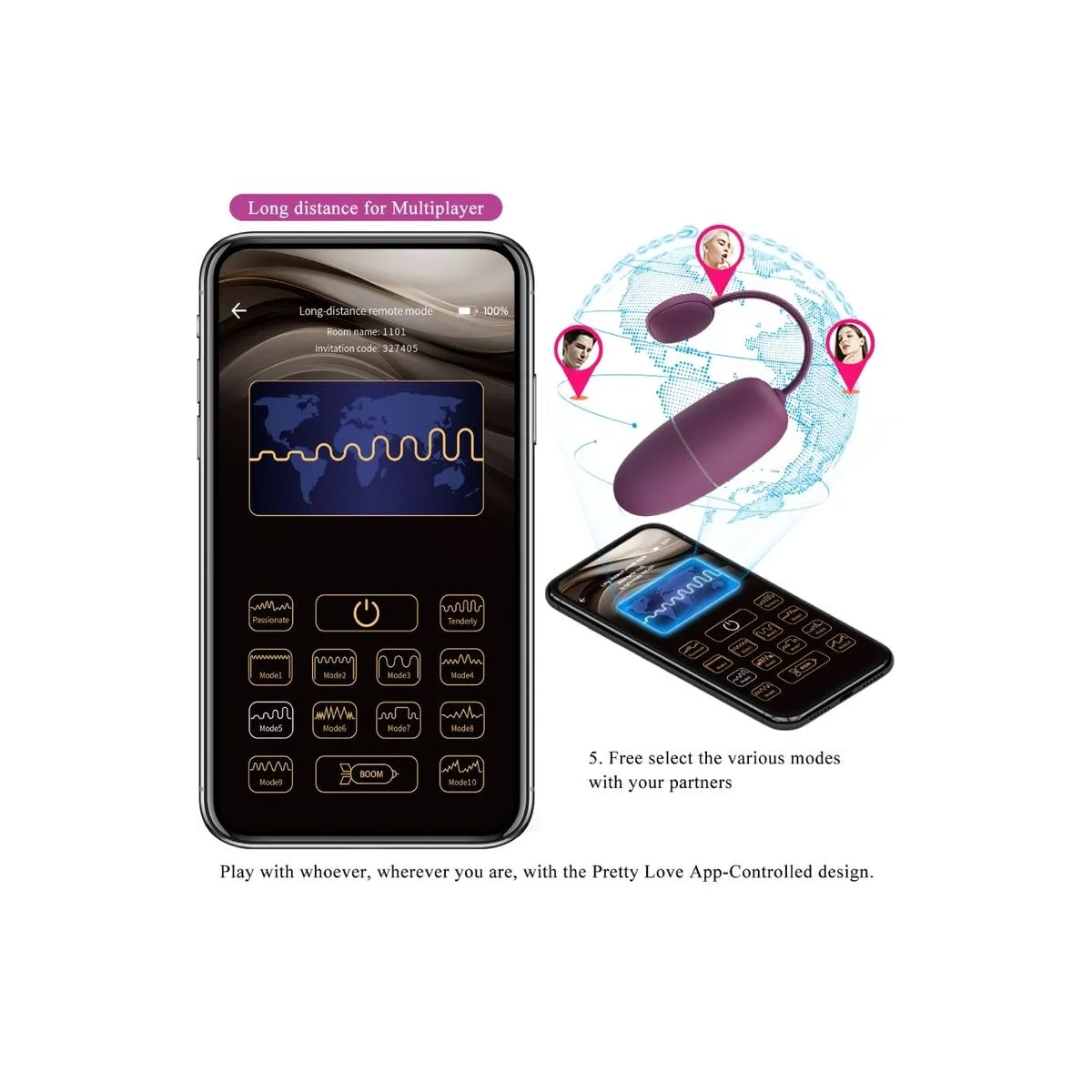 Nymph Vibrierendes Ei App-Gesteuert Lila von Pretty Love Bottom | Fesselliebe.de