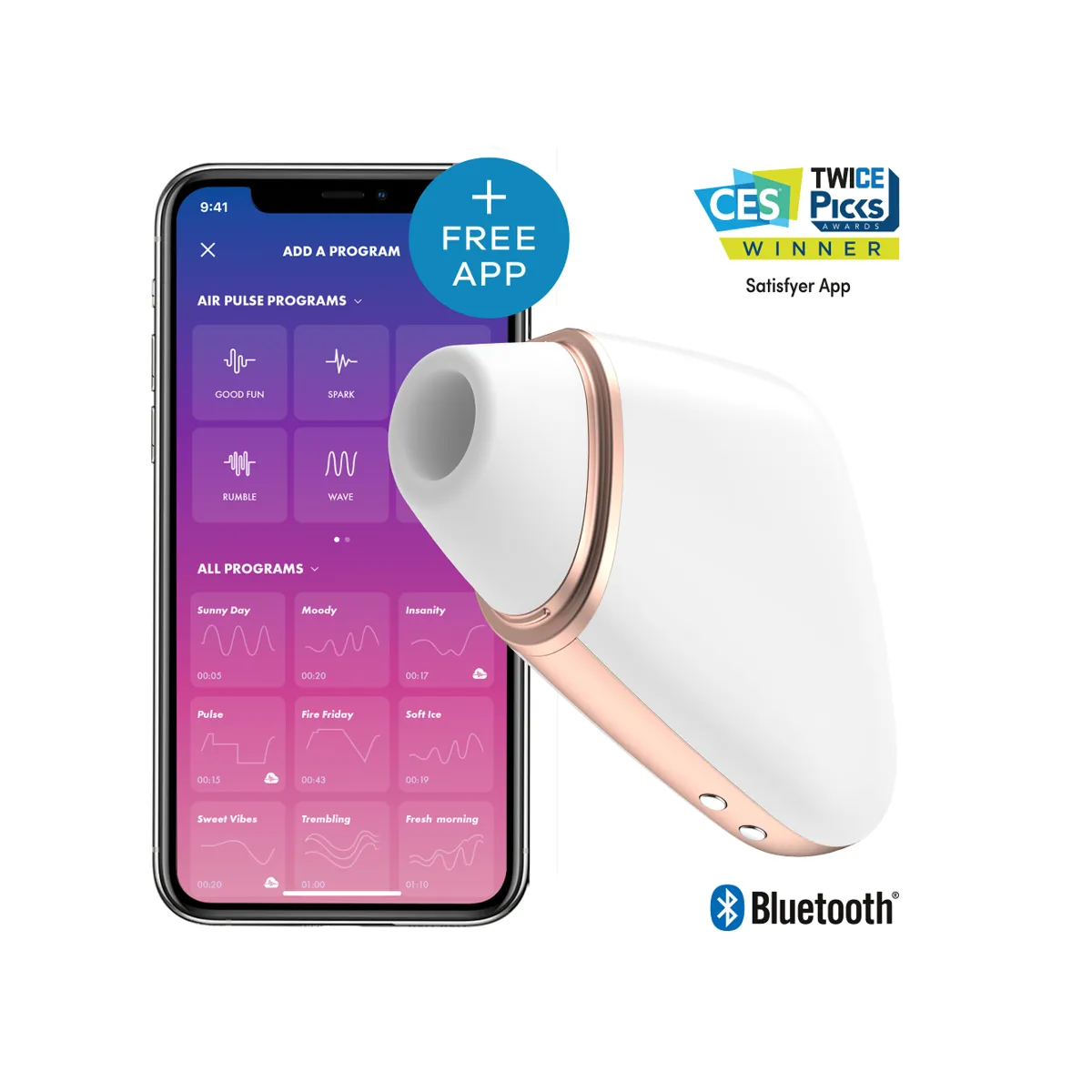 Love Triangle Stimulator & Vibrator Weiss von Satisfyer Connect | Fesselliebe.de