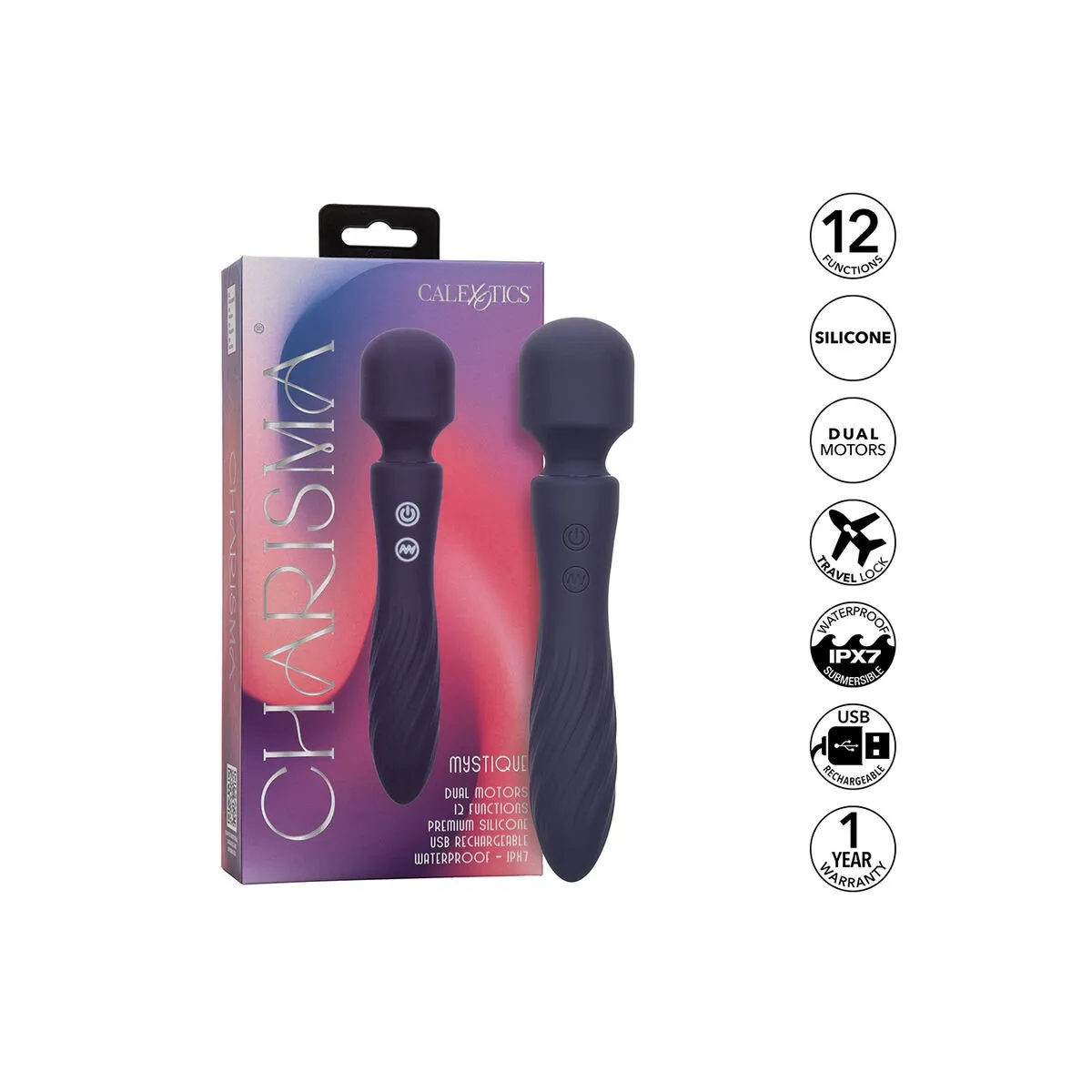 Charisma Mystique Massager Doppelmotor 12 Funktionen 20,5 cm X 4,5 cm Lila von Calexotics | Fesselliebe.de