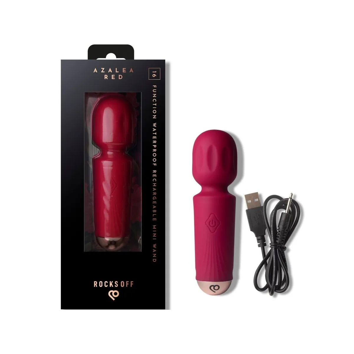 Wiederaufladbarer Mini-Zauberstab mit 16 Funktionen, Azaleenrot von Rocks-Off | Fesselliebe.de