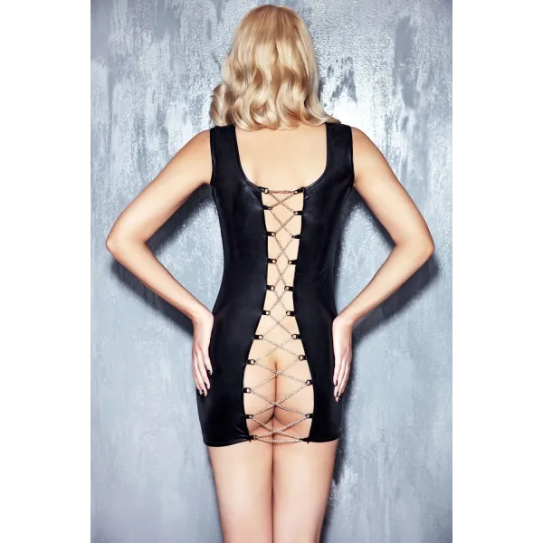 Schwarzes Wetlook-Kleid Kasadya S/M von 7-Heaven Dessous | Fesselliebe.de