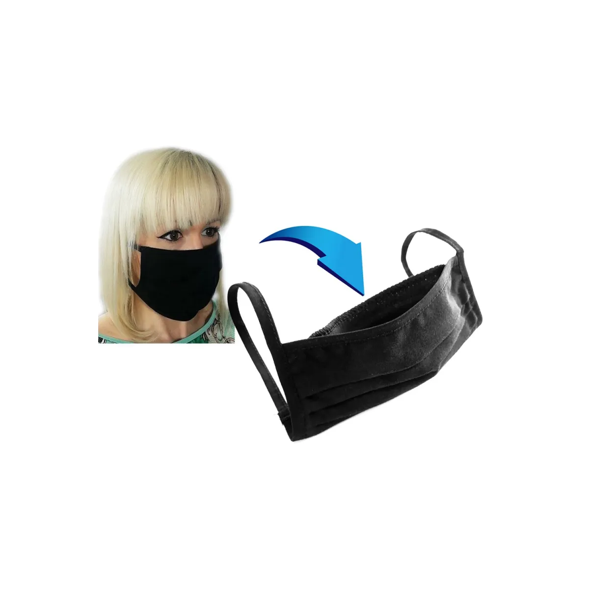 Baumwollmaske 2-lagig mit Filtertasche schwarz - STANDARD 100 by OEKO-TEX | Fesselliebe.de