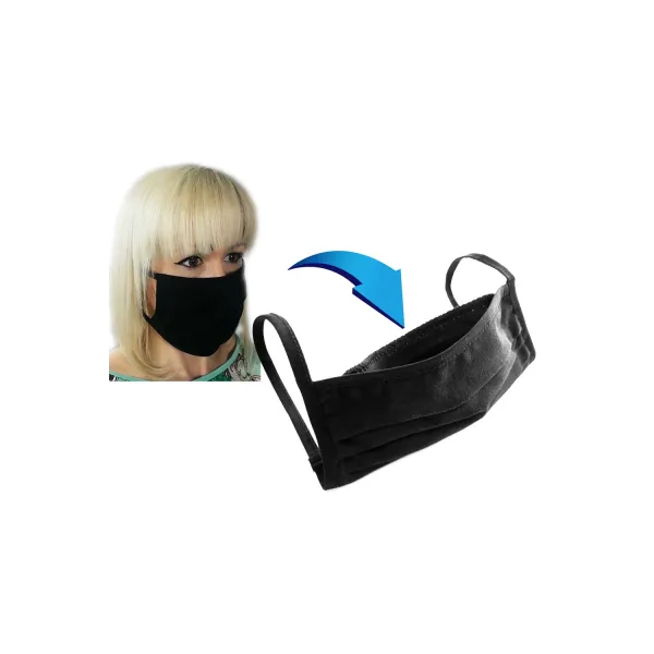 Baumwollmaske 2-lagig mit Filtertasche schwarz - STANDARD 100 by OEKO-TEX | Fesselliebe.de