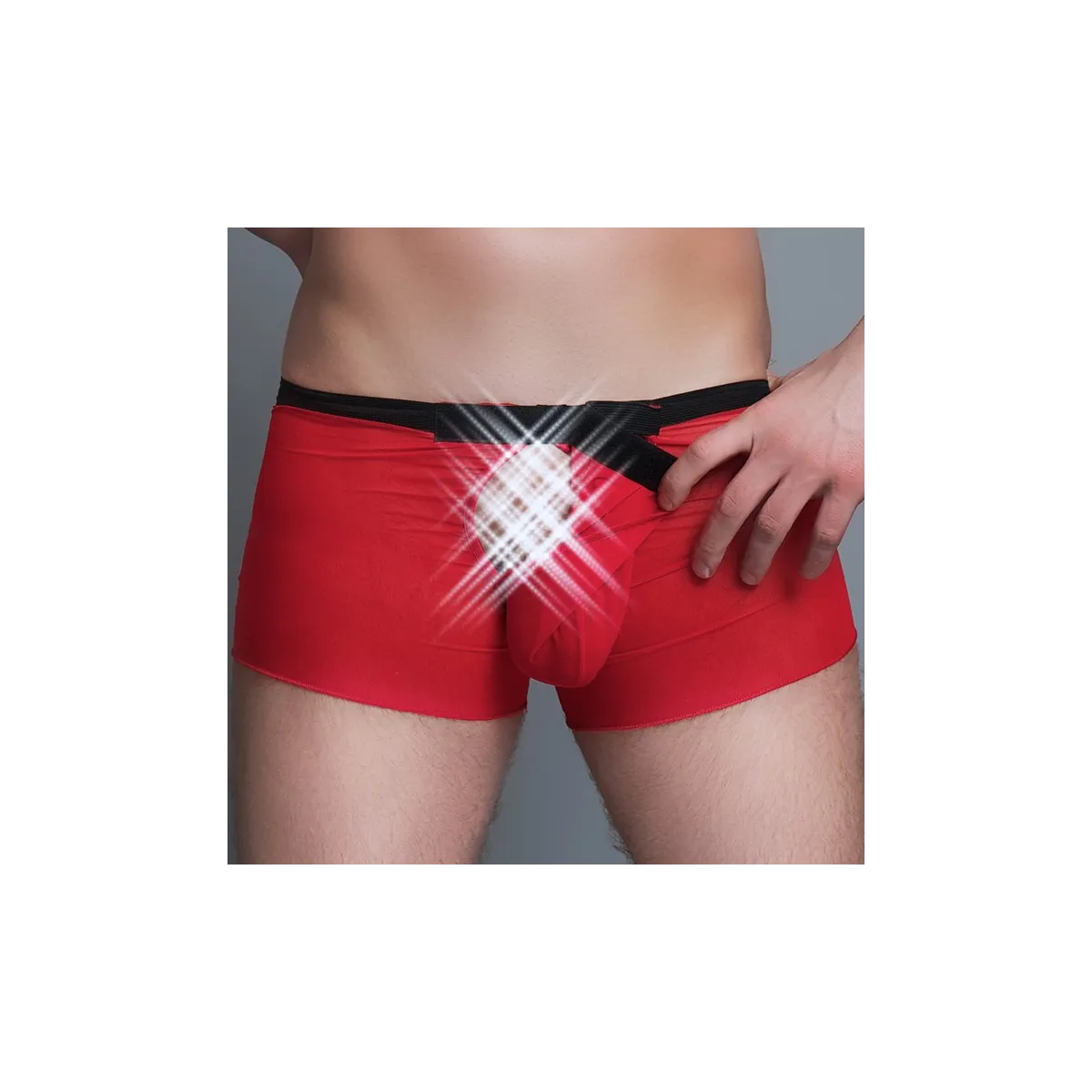 Hemd-Boxer-Set MC/9039 aus weiss-rotem Tüll für Herren | Fesselliebe.de