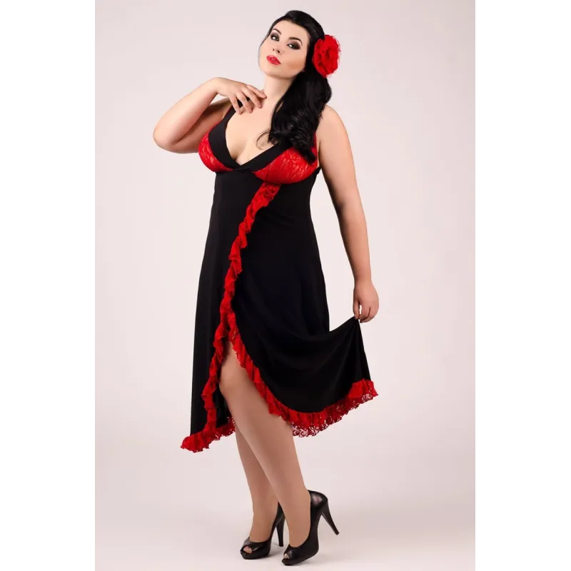 Schwarz/rotes Chemise E/2002 von Andalea Dessous | Fesselliebe.de