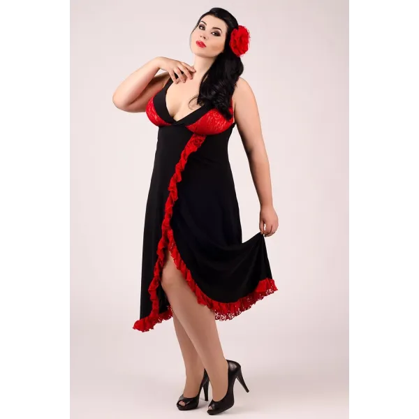 Schwarz/rotes Chemise E/2002 von Andalea Dessous | Fesselliebe.de