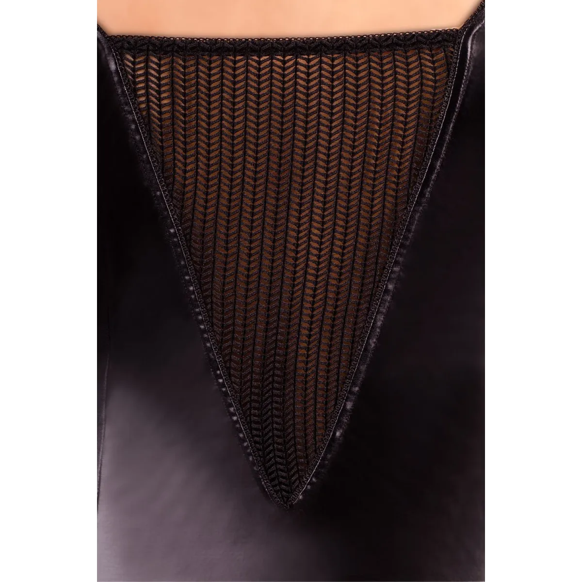 Schwarzes Wetlook Strapshemd M/1027 von Andalea Dessous | Fesselliebe.de