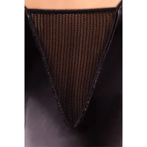 Schwarzes Wetlook Strapshemd M/1027 von Andalea Dessous