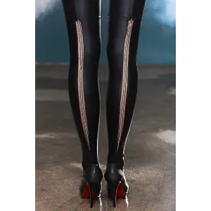 Schwarze Straps-Strümpfe A0190 von 7-Heaven