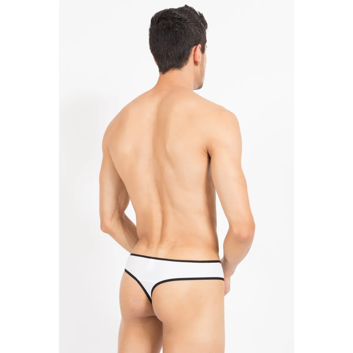 Weiß/schwarzer Männer String Mixing 43-57 von Look Me | Fesselliebe.de