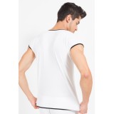 Weiß/schwarzes V-Shirt Mixing 43-77 von Look Me | Fesselliebe.de