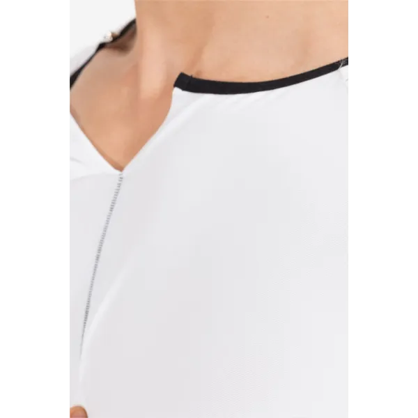 Weiß/schwarzes V-Shirt Mixing 43-77 von Look Me | Fesselliebe.de