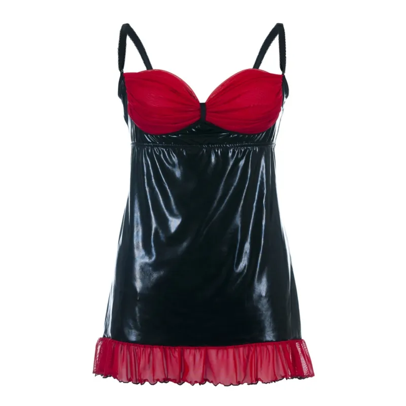 Schwarzes Wetlook Chemise SB/1011 Sexy Base Kollektion by Andalea | Fesselliebe.de