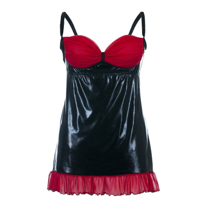 Schwarzes Wetlook Chemise SB/1011 Sexy Base Kollektion by Andalea | Fesselliebe.de