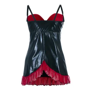 Schwarzes Wetlook Chemise SB/1011 Sexy Base Kollektion by Andalea